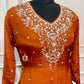 Burnt Orange Embroidered Chinon Sharara Suit Set (RT1351)