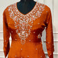 Burnt Orange Embroidered Chinon Sharara Suit Set (RT1351)