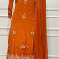 Burnt Orange Embroidered Chinon Sharara Suit Set (RT1351)