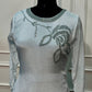 Ice Blue Floral Embroidered Chinon Sharara Suit Set (RT1353)