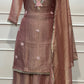 Dusty Mauve Floral Charm Embroidered Palazzo Suit Set (RT1359)