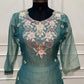 Teal Blue Floral Grace Embroidered Palazzo Suit Set (RT1358)