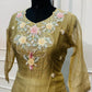 Olive Gold Floral Elegance Embroidered Palazzo Suit Set (RT1357)
