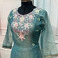 Teal Blue Floral Grace Embroidered Palazzo Suit Set (RT1358)