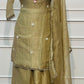 Olive Gold Floral Elegance Embroidered Palazzo Suit Set (RT1357)