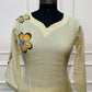 Soft Yellow Floral Mull Chanderi Suit Set (RT1364)