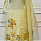 Soft Yellow Floral Mull Chanderi Suit Set (RT1364)