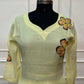 Pastel Lime Floral Mull Chanderi Suit Set (RT1365)