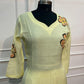 Pastel Lime Floral Mull Chanderi Suit Set (RT1365)