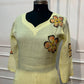 Pastel Lime Floral Mull Chanderi Suit Set (RT1365)
