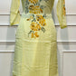 Sunshine Yellow Botanical Print Mull Chanderi A-Line Suit Set with Dupatta (RT1370)