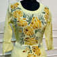 Sunshine Yellow Botanical Print Mull Chanderi A-Line Suit Set with Dupatta (RT1370)