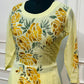 Sunshine Yellow Botanical Print Mull Chanderi A-Line Suit Set with Dupatta (RT1370)