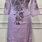Lavender Botanical Floral Print Mull Chanderi A-Line Suit Set with Dupatta (RT1369)