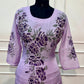 Lavender Botanical Floral Print Mull Chanderi A-Line Suit Set with Dupatta (RT1369)