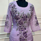 Lavender Botanical Floral Print Mull Chanderi A-Line Suit Set with Dupatta (RT1369)