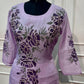Lavender Botanical Floral Print Mull Chanderi A-Line Suit Set with Dupatta (RT1369)