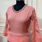 Rose Pink Floral Embroidered Mull Chanderi A-Line Suit Set with Dupatta (RT1367)