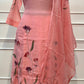 Rose Pink Floral Embroidered Mull Chanderi A-Line Suit Set with Dupatta (RT1367)