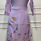 Lavender Floral Embroidered Mull Chanderi A-Line Suit Set with Dupatta (RT1366)