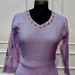 Lavender Floral Embroidered Mull Chanderi A-Line Suit Set with Dupatta (RT1366)