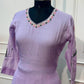 Lavender Floral Embroidered Mull Chanderi A-Line Suit Set with Dupatta (RT1366)