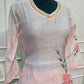 Blush Floral Premium Mull Chanderi Embroidered Suit Set (RT1376)