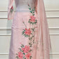 Blush Floral Premium Mull Chanderi Embroidered Suit Set (RT1376)