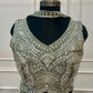 Olive Gold Russian Silk Embellished Crop Top Sharara Set (RT1384)