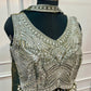 Olive Gold Russian Silk Embellished Crop Top Sharara Set (RT1384)