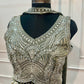 Olive Gold Russian Silk Embellished Crop Top Sharara Set (RT1384)