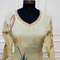 Ivory Bloom Mull Chanderi Embroidered A-Line Suit Set (RT1392)