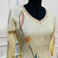 Ivory Bloom Mull Chanderi Embroidered A-Line Suit Set (RT1392)