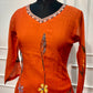 Orange Blossom Mull Chanderi Embroidered A-Line Suit Set (RT1394)