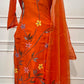 Orange Blossom Mull Chanderi Embroidered A-Line Suit Set (RT1394)
