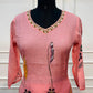 Baby Pink Blossom Mull Chanderi Embroidered A-Line Suit Set (RT1393)