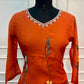 Orange Blossom Mull Chanderi Embroidered A-Line Suit Set (RT1394)