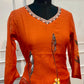 Orange Blossom Mull Chanderi Embroidered A-Line Suit Set (RT1394)