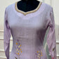 Lavender Floral Elegance Mull Chanderi Embroidered Suit Set (RT1386)