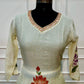 Ivory Blossom Embroidered Mull Chanderi Suit Set (RT1387)