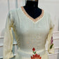 Ivory Blossom Embroidered Mull Chanderi Suit Set (RT1387)