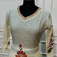 Ivory Blossom Embroidered Mull Chanderi Suit Set (RT1387)