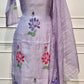 Lavender Bloom Floral Embroidered Mull Chanderi Suit Set (RT1388)