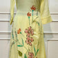 Lime Blossom Floral Embroidered Mull Chanderi Suit Set (RT1390)