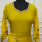 Lime Yellow Floral Grace Mull Chanderi Embroidered A-Line Suit Set (RT1395)