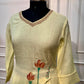 Lime Blossom Floral Embroidered Mull Chanderi Suit Set (RT1390)