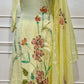 Lime Blossom Floral Embroidered Mull Chanderi Suit Set (RT1390)