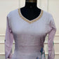 Lavender Garden Floral Embroidered Mull Chanderi Suit Set (RT1391)