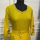 Lime Yellow Floral Grace Mull Chanderi Embroidered A-Line Suit Set (RT1395)