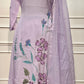 Lavender Garden Floral Embroidered Mull Chanderi Suit Set (RT1391)